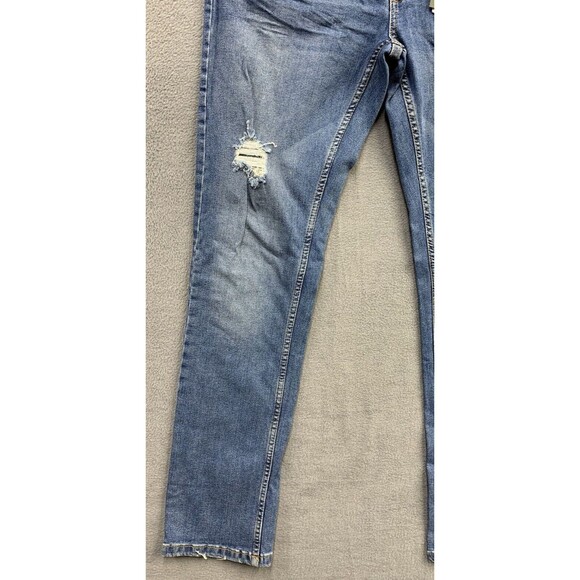 Free Planet Denim Jeans Mens 32X32 Blue Destroyed Distressed Stretch Slim Fit - Picture 10 of 16